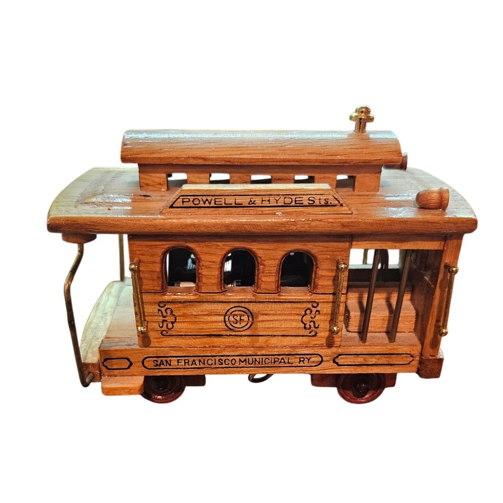 Vintage San Francisco Municipal Ry Wood Cable Car Music Box Powell & Hyde St 25